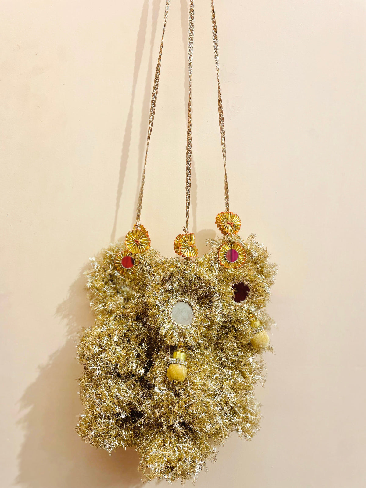 Royal Golden Mirror Paranda with Festive Tassel Work
