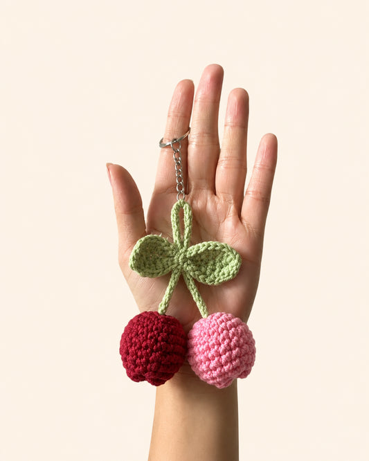 Twin Tulip Two Colour Crochet Keychain