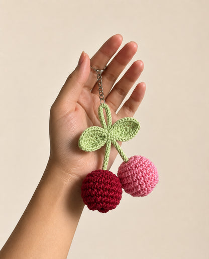 Twin Tulip Two Colour Crochet Keychain