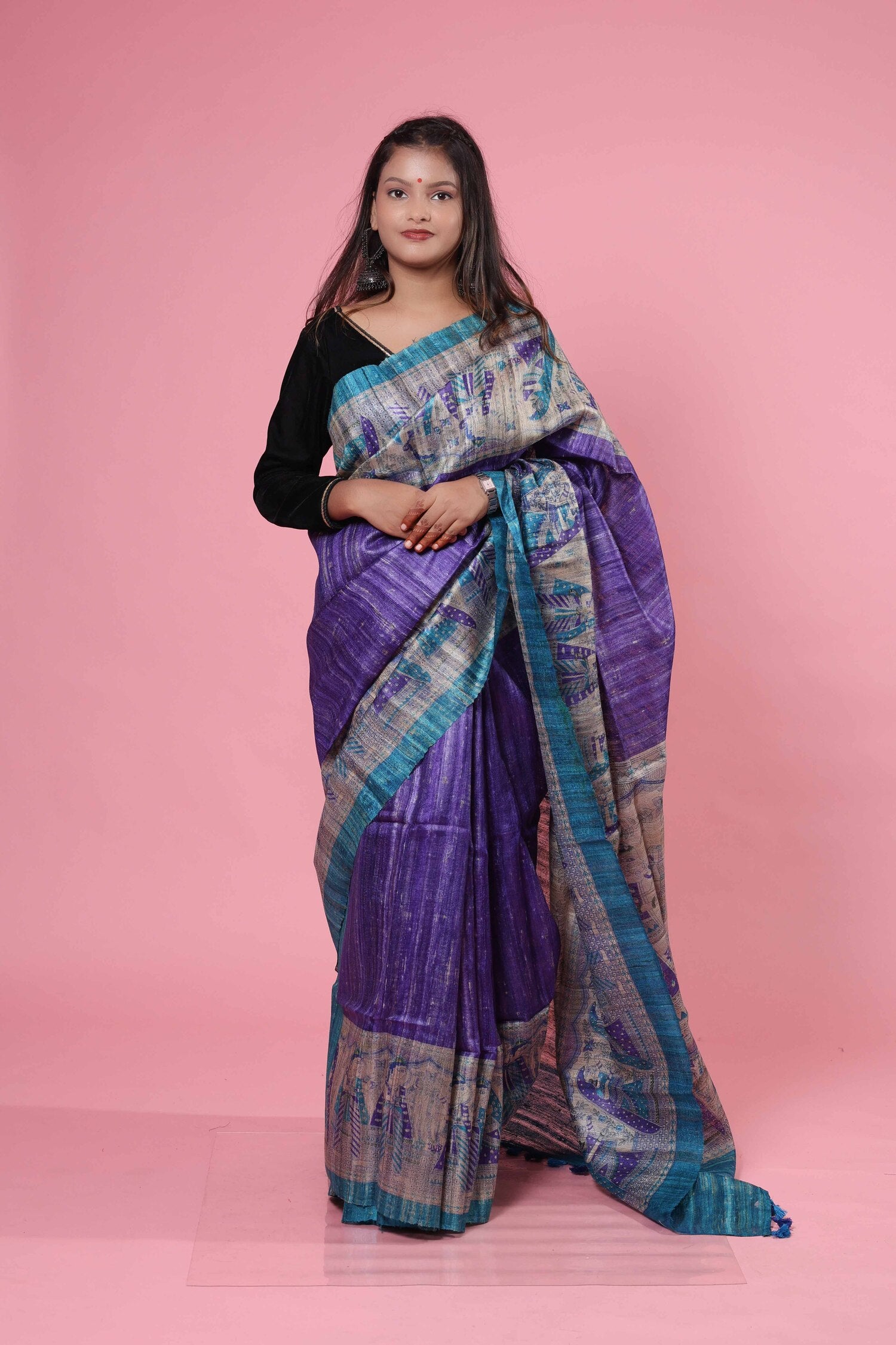 Handwoven Pure Bhagalpuri Tussar with Ghicha Palla – Amrapali Boutique
